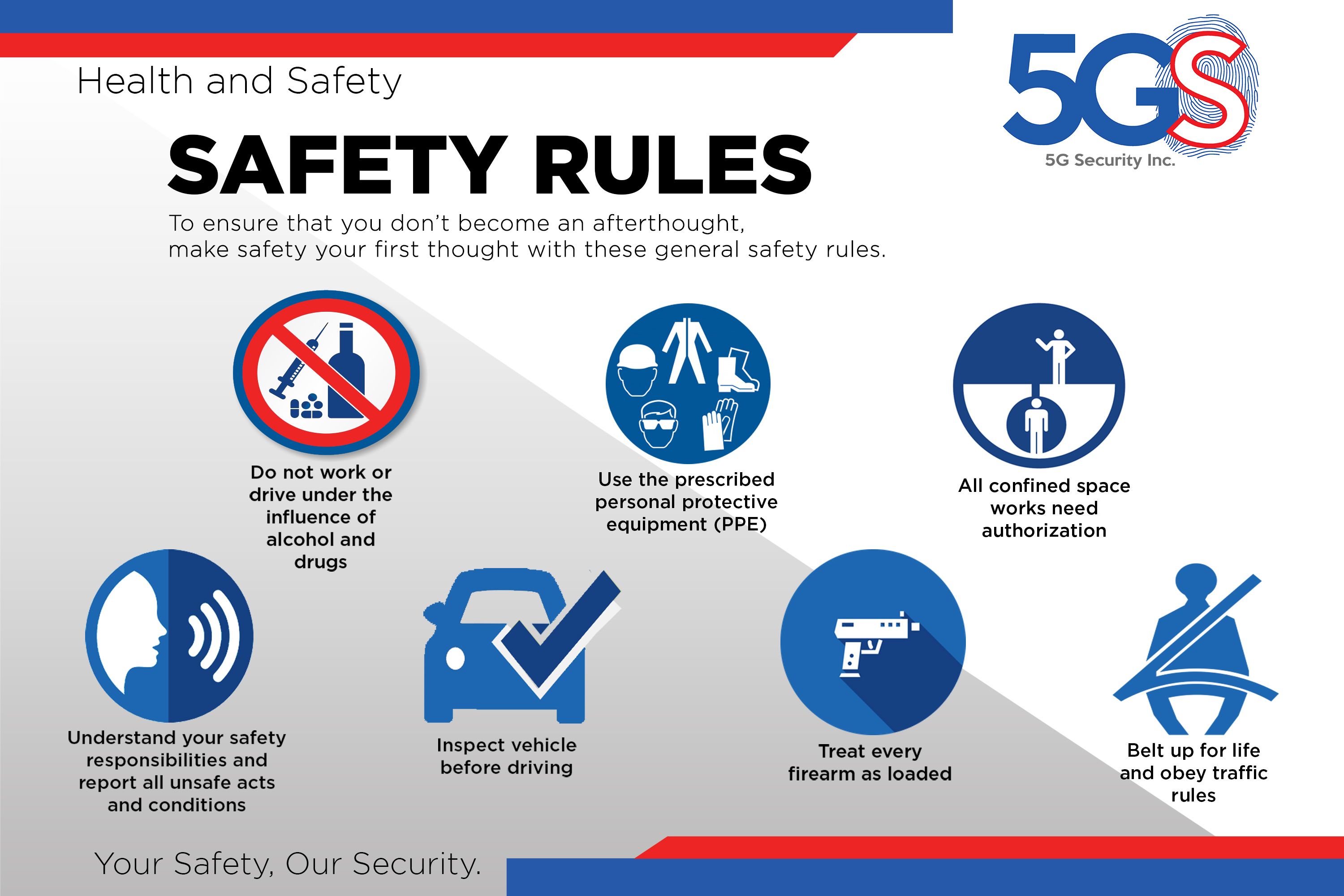 SAFETY RULES 5G Security Inc. Security Solutions Provider